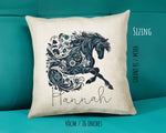 Personalised Horse Lover Cushion Gift Printed Name Design - Cushion Throw Pillow Gift For Boys Nursery Bedroom Birthday Gift G014