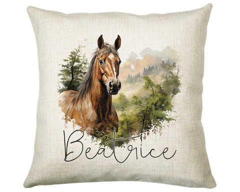 Personalised Horse Lover Cushion Gift Printed Name Design - Cushion Throw Pillow Gift For Boys Nursery Bedroom Birthday Gift G013