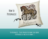 Personalised Horse Lover Cushion Gift Printed Name Design - Cushion Throw Pillow Gift For Boys Nursery Bedroom Birthday Gift G011