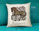 Personalised Horse Lover Cushion Gift Printed Name Design - Cushion Throw Pillow Gift For Boys Nursery Bedroom Birthday Gift G011