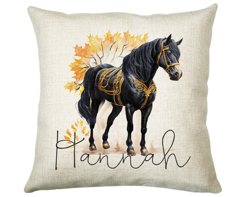 Personalised Horse Lover Cushion Gift Printed Name Design - Cushion Throw Pillow Gift For Boys Nursery Bedroom Birthday Gift G007