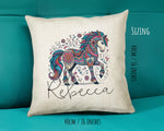 Personalised Horse Lover Cushion Gift Printed Name Design - Cushion Throw Pillow Gift For Boys Nursery Bedroom Birthday Gift G006