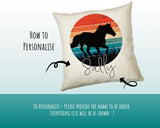 Personalised Horse Lover Cushion Gift Printed Name Design - Cushion Throw Pillow Gift For Boys Nursery Bedroom Birthday Gift G005