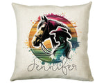 Personalised Horse Lover Cushion Gift Printed Name Design - Cushion Throw Pillow Gift For Boys Nursery Bedroom Birthday Gift G003