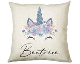 Personalised Unicorn Cushion Gift Printed Name Design - Cushion Throw Pillow Gift For Girls Nursery Bedroom Birthday Christmas Gift CS492