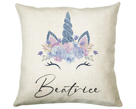 Personalised Unicorn Cushion Gift Printed Name Design - Cushion Throw Pillow Gift For Girls Nursery Bedroom Birthday Christmas Gift CS492