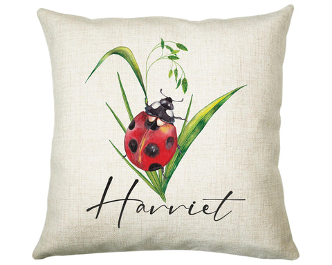 Personalised Ladybird Cushion Gift Insect Bug Lover Printed Name Design - Pillow Gift For Him/Her Present Decor Gift CS483