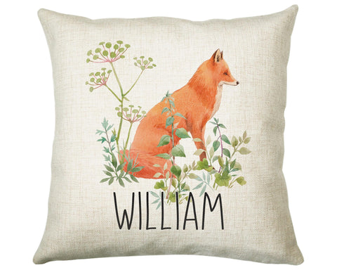 Personalised Fox Cushion Gift Printed Name Design - Cushion Throw Pillow Gift For Him/Her Sitting Room Bedroom Birthday Christmas Gift CS474