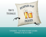 Personalised Beer Glass Reserved For Cushion Gift Printed Name Design Cushion Throw Pillow Gift For Him Her Christmas Gift CS340