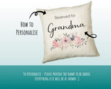 Personalised Reserved For Grandma Cushion Gift Printed Name Design - Cushion Throw Pillow Gift For Nan Nanny Granny Christmas Gift CS053