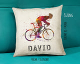 Personalised Cycling Cushion Gift Boys Girls Bedroom Printed Name Design - Birthday Pillow Gift Sport Competition Decor CS271