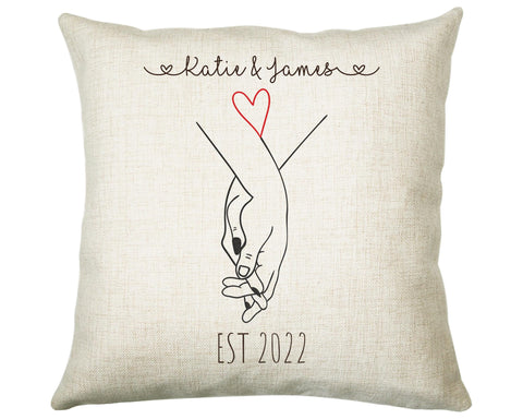 Personalised Holding Hands Gift Cushion Two Years Custom Design Gift Present - Wedding Cushion Pillow Gift STC0099