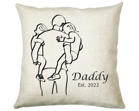 Fathers Day Cushion Personalised Gift for Dad - Established Date Fathers Day Gift For Daddy - Dad and Kids Gift from Son Daughter SMC004