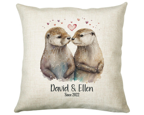 Personalised Valentines Day Otters Cushion Gift - Otterly In Love Cushion Throw Pillow Gift For Him Her Boyfriend Girlfriend Gift CS519