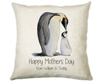 Personalised Penguin Mothers Day Mum Cushion Gift - Penguins Theme Throw Pillow From Kids Son Daughter Girl Boy Mummy Mother CS131