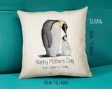 Personalised Penguin Mothers Day Mum Cushion Gift - Penguins Theme Throw Pillow From Kids Son Daughter Girl Boy Mummy Mother CS131