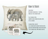 Personalised Elephant Mothers Day Mum Cushion Gift - Safari Theme Throw Pillow From Kids Son Daughter Girl Boy Mummy Mother CS128