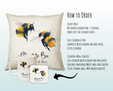 Personalised 2nd Wedding Anniversary Meant To Bee Cushion Gift - Cotton Anniversary Bumble Bee Cushion Throw Pillow Gift For Him Her CS115