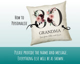 Personalised 80th Birthday Cushion Gift Printed Name Design - Cushion Throw Pillow Gift For Mum Nan Grandma Birthday Gift Idea CS003
