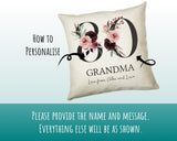 Personalised 80th Birthday Cushion Gift Printed Name Design - Cushion Throw Pillow Gift For Mum Nan Grandma Birthday Gift Idea CS003