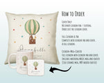 Personalised Baby Cushion New Baby Gift Hot Air Balloon Printed Name Design - Pillow Gift For Girls Boys Nursery Bedroom Decor Gift CS462