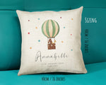 Personalised Baby Cushion New Baby Gift Hot Air Balloon Printed Name Design - Pillow Gift For Girls Boys Nursery Bedroom Decor Gift CS462