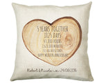 Personalised 5th Wooden Anniversary Cotton Gift Cushion 5 Years Custom Design Gift Valentines Present - Wedding Cushion Pillow Gift CS385