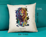 Personalised Lion Cushion Gift Printed Name Watercolour Design Cushion Throw Pillow Gift For Mum Dad Friend Bedroom Birthday Christmas CS372