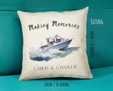 Personalised Boat Cushion Gift Making Memories Printed Name Watercolour Design Cushion Throw Pillow Gift For Him Her Christmas Gift CS370