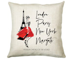 Personalised Fashion Cushion Custom Design Gift - London Paris New York - Fashion Lover Eiffel Tower Pillow Gift CS317