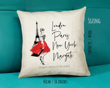 Personalised Fashion Cushion Custom Design Gift - London Paris New York - Fashion Lover Eiffel Tower Pillow Gift CS317