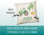 Personalised Tractor Cushion Gift Printed Name Design - Pillow Gift For Girls Boys Nursery Bedroom Farm Animal Decor Birthday Gift CS297