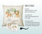 Personalised Baby Animal Cushion New Baby Gift Printed Name Design - Pillow Gift For Girls Boys Safari Nursery Bedroom Decor CS290