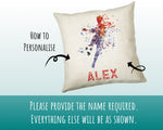 Personalised Football Cushion Gift Printed Name Design - Custom Sport Decor CS287