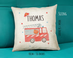 Personalised Fire Engine Cushion Gift Boys Bedroom Printed Name Design - Pillow Gift For Girls Boys Nursery Decor Birthday Gift CS278