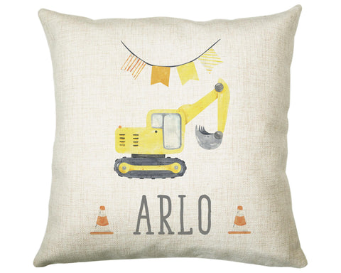 Personalised Digger Cushion Gift Boys Bedroom Printed Name Design - Pillow Gift For Girls Boys Nursery Decor Gift CS260