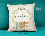 Personalised Baby Cushion New Baby Gift Woodland Animal Printed Name Design - Pillow Gift For Girls Boys Nursery Bedroom Decor Gift CS243