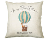 Personalised Baby Cushion New Baby Gift Hot Air Balloon Printed Name Design - Pillow Gift For Girls Boys Nursery Bedroom Decor Gift CS323