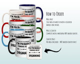 I'm Probably Thinking About Drumming Mug Gift 11oz Coffee Mug Gift Idea For Drummer Drum Sticks Musician Band Member For Him Her MG0286