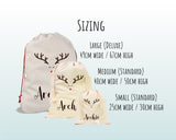 Personalised Large Christmas Rudolph Sack Name Xmas Stocking Gift Stocking Reindeer Sack Red Drawstring Christmas Decoration SK003