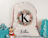 Personalised Large Initial Sack Name Xmas Stocking Gift Stocking Custom Named Sack Red Drawstring Christmas Decoration SK010