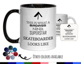 This Is What A Badass Skateboarder Looks Like 11oz Coffee Mug Tea Gift Idea For Skateboard Skater Skating Enthusiast Club MG0768