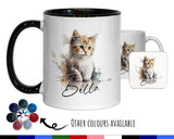 Cat Gift For Cat Lovers - Personalised Coffee Mug with Name - Cat Themed Gift for Cat Owner - Gift for Girls - Watercolour Warrior MGZ548