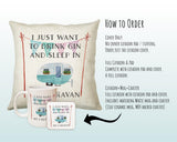 Gin & Camping Lovers Cushion Gift Shabby Chic Design For Caravan Motorhome Owners Enthusiasts CS195