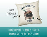 Personalised Book Reading Reserved For Cushion Gift Printed Name Design - Cushion Throw Pillow Gift For Him Her Christmas Gift CS334