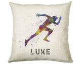 Personalised Mens Runner Cushion Gift For Him Boys Bedroom Printed Name Design - Birthday Pillow Gift Sport Running Decor CS273