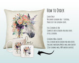 Personalised Unicorn Cushion Gift Printed Name Design - Cushion Throw Pillow Gift For Girls Nursery Bedroom Birthday Christmas Gift CS212