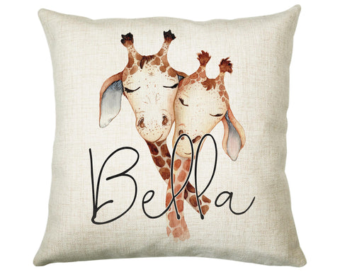 Personalised Giraffe Cushion Gift Printed Name Design - Cushion Throw Pillow Gift For Mum Dad Friend Bedroom Birthday Christmas Gift CS073