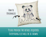 Personalised Panda Bear Cushion Gift Printed Name Design - Cushion Throw Pillow Gift For Boys Nursery Bedroom Birthday Christmas Gift CS028