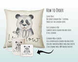 Personalised Panda Bear Cushion Gift Printed Name Design - Cushion Throw Pillow Gift For Boys Nursery Bedroom Birthday Christmas Gift CS028